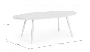 Masuta de cafea pentru gradina/terasa Space, Bizzotto, 119 x 58 x 40.5 cm, aluminiu, alb - imagine 3