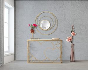 Oglinda de perete Arc Glam, Mauro Ferretti, Ø 80 cm, fier, auriu - imagine 2