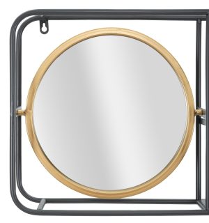 Oglinda de perete cu rafturi Circle, Mauro Ferretti, 74.5x12x35 cm, fier - imagine 4