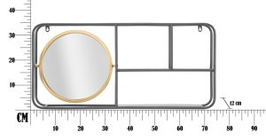 Oglinda de perete cu rafturi Circle, Mauro Ferretti, 74.5x12x35 cm, fier - imagine 5