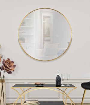 Oglinda de perete Elegant Glam, Mauro Ferretti, Ø 100 cm, fier, auriu - imagine 2
