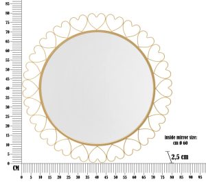 Oglinda de perete Hearts, Mauro Ferretti, Ø 80 cm, fier/MDF, auriu - imagine 6