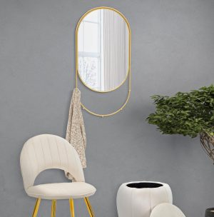 Oglinda decorativa Abiti, Mauro Ferretti, 40x79.5 cm, fier, auriu - imagine 2