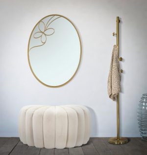 Oglinda decorativa Butterfly Line, Mauro Ferretti, 66x90 cm, fier, auriu - imagine 2