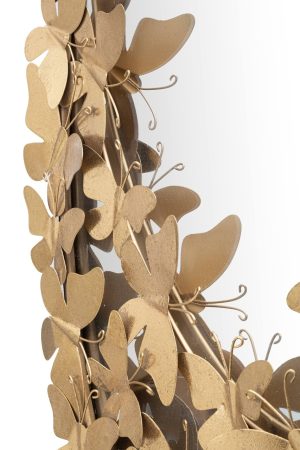 Oglinda decorativa Butterfly, Mauro Ferretti, 89.5 cm, fier, auriu - imagine 3