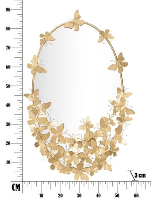 Oglinda decorativa Butterfly, Mauro Ferretti, 89.5 cm, fier, auriu - imagine 6