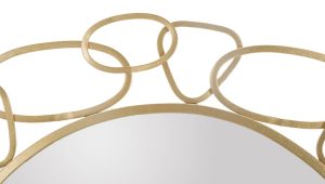 Oglinda decorativa Chain, Mauro Ferretti, Ø 84 cm, fier, auriu - imagine 5