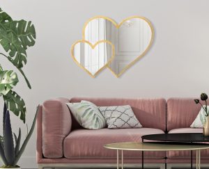 Oglinda decorativa Glam Heart, Mauro Ferretti, 65x50 cm, fier, auriu - imagine 2
