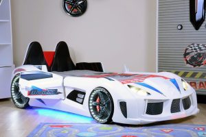 Pat pentru copii Car, Musvenus, Mnv3, 130x60x235 cm, Multicolor - imagine 2
