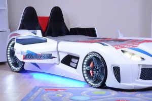 Pat pentru copii Car, Musvenus, Mnv3, 130x60x235 cm, Multicolor - imagine 3