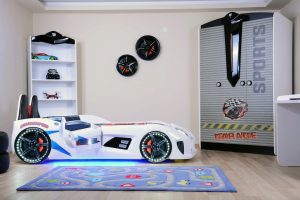 Pat pentru copii Car, Musvenus, Mnv3, 130x60x235 cm, Multicolor - imagine 6