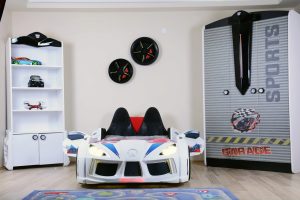 Pat pentru copii Car, Musvenus, Mnv3, 130x60x235 cm, Multicolor - imagine 7