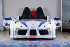 Pat pentru copii Car, Musvenus, Mnv3, 130x60x235 cm, Multicolor - imagine 8