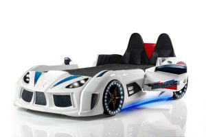 Pat pentru copii Car, Musvenus, Mnv3, 130x60x235 cm, Multicolor - imagine 9