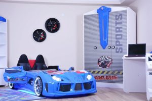 Pat pentru copii Car, Musvenus, Mnv3, 130x60x235 cm, Multicolor - imagine 6