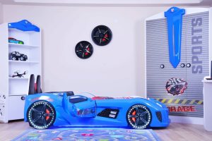 Pat pentru copii Car, Musvenus, Mnv3, 130x60x235 cm, Multicolor - imagine 7