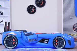 Pat pentru copii Car, Musvenus, Mnv3, 130x60x235 cm, Multicolor - imagine 8