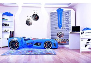 Pat pentru copii Car, Musvenus, Mnv3, 130x60x235 cm, Multicolor - imagine 10