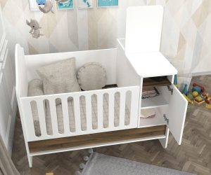 Patut pentru copii Baby Nest, Tera Home, Lora, PAL, Alb/Maro - imagine 2