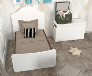 Patut pentru copii Baby Nest, Tera Home, Lora, PAL, Alb/Maro - imagine 4