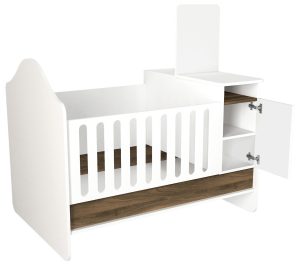 Patut pentru copii Baby Nest, Tera Home, Lora, PAL, Alb/Maro - imagine 6