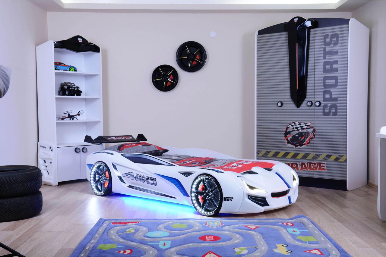 Pat pentru copii, Musvenus, Mnv1, 130 x 60 x 235 cm, pal melaminat/ABS, multicolor 1 Pat pentru copii, Musvenus, Mnv1, 130 x 60 x 235 cm, pal melaminat/ABS, multicolor