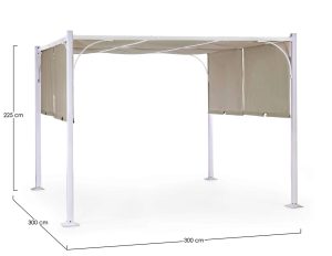 Pavilion pentru gadina Slide Gazebo, Bizzotto, 300 x 300 cm, otel/poliester/poliamida, alb/grej - imagine 2