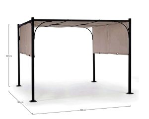 Pavilion pentru gadina Slide Gazebo, Bizzotto, 300 x 300 cm, otel/poliester/poliamida, gri antracit/gri - imagine 3