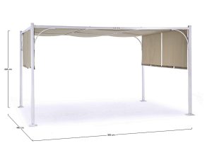 Pavilion pentru gadina Slide Gazebo, Bizzotto, 400 x 300 cm, otel/poliester/poliamida, alb/grej - imagine 2