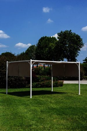 Pavilion pentru gadina Slide Gazebo, Bizzotto, 400 x 300 cm, otel/poliester/poliamida, alb/grej - imagine 3