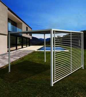 Pavilion pentru gradina cu prelata glisanta Gazebo, Bizzotto, 300 x 360 cm, aluminiu/poliester, alb - imagine 8