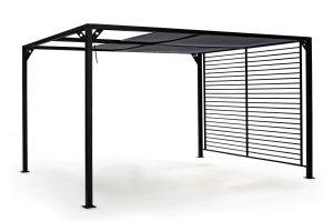 Pavilion pentru gradina cu prelata glisanta Gazebo, Bizzotto, 300 x 360 cm, aluminiu/poliester, gri carbune - imagine 3