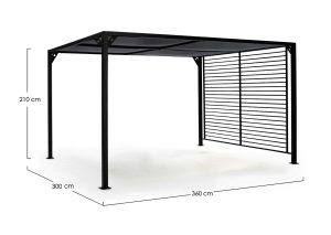 Pavilion pentru gradina cu prelata glisanta Gazebo, Bizzotto, 300 x 360 cm, aluminiu/poliester, gri carbune - imagine 4