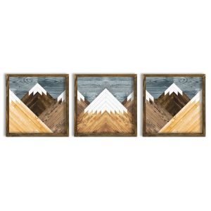 Set 3 tablouri decorative, TAH106, MDF, Lemn, Multicolor - imagine 2
