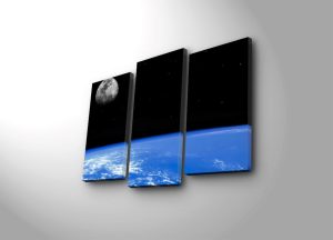 Set 3 tablouri decorative cu lumina LED, 3PATDACT-31, Canvas, 20 x 39 cm, 2 piese, Multicolor - imagine 2