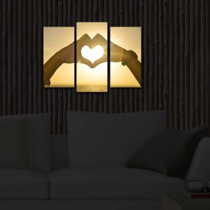 Set 3 tablouri decorative cu lumina LED, 3PATİACT-9, Canvas, 20 x 39 cm, 2 piese, Multicolor - imagine 3