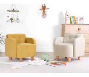 Scaun cu aripi pentru copii, Fluffe, 209FLF1112, Bumbac, Galben - imagine 5