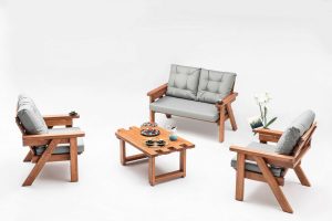 Masuta de cafea pentru gradina, Hudson, Abant, 104x48x65 cm, Maro - imagine 2