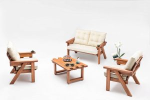Masuta de cafea pentru gradina, Hudson, Abant, 104x48x65 cm, Maro - imagine 3