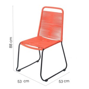 Scaun pentru gradina Antea Dark Legs, 53 x 53 x 88 cm, otel/sfoara, rosu - imagine 2