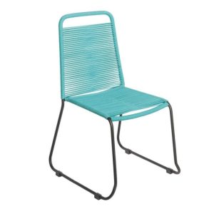 Scaun pentru gradina Antea Dark Legs, 53 x 53 x 88 cm, otel/sfoara, turcoaz - imagine 2