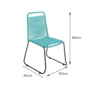 Scaun pentru gradina Antea Dark Legs, 53 x 53 x 88 cm, otel/sfoara, turcoaz - imagine 3