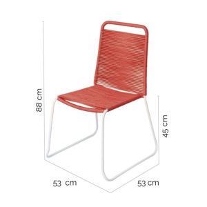 Scaun pentru gradina Antea Light Legs, 53 x 53 x 88 cm, otel/sfoara, rosu - imagine 2