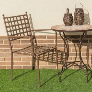 Scaun pentru gradina Cartago, 56 x 60 x 90 cm, fier, maro - imagine 2