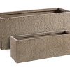 Set 2 jardiniere pentru exterior Rectangular, Bizzotto, 80 x 30 x 30 cm, fibra de sticla si argila, natural - imagine 2