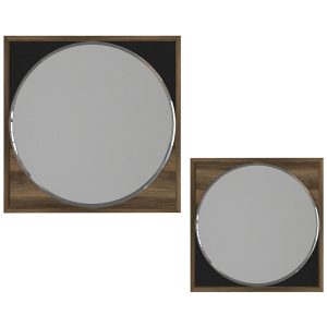 Set 2 oglinzi decorative Valdes, Talon, 45 x 45 cm/60 x 60 cm, walnut/negru - imagine 2