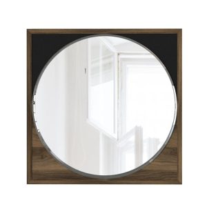 Set 2 oglinzi decorative Valdes, Talon, 45 x 45 cm/60 x 60 cm, walnut/negru - imagine 3