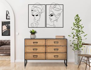 Set 2 tablouri 3D Tribal Woman Simply, Mauro Ferretti, 70x100 cm, fier, negru - imagine 2