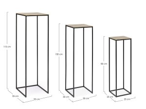 Set 3 suporturi pentru ghivece Amira, Bizzotto, 35 x 35 x 115 cm, otel/aluminiu - imagine 2