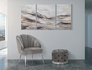Set 3 tablouri decorative Monty, Mauro Ferretti, 150x80 cm, canvas pictat manual, multicolor - imagine 2